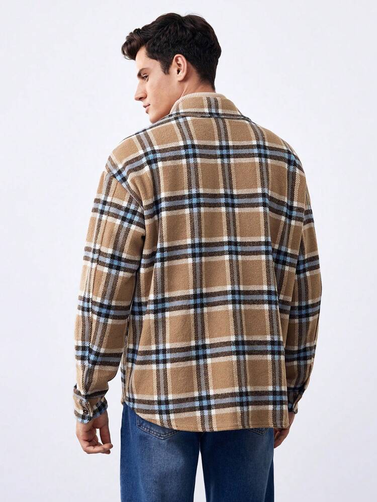 Oversized Men's Plaid Long Sleeve Casual Shackets