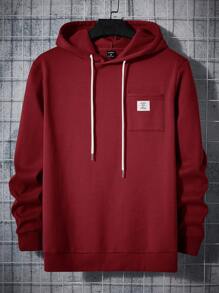 Manfinity RebelGame 男款紅色合身針織連帽運動衫 - 酒紅色 - 查看 2