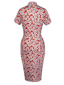 Women's Retro Chi-pao Cheongsam Wedding New Year Sheath Party Dress - Red - View 2