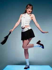 SHEIN ICON Low Waist Color Block Wide Pleated Skirt - Black and White - View 3