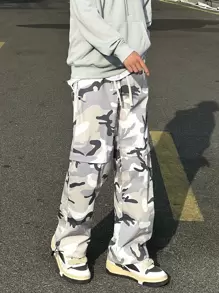 Claim Dot Men Loose Camouflage Drawstring Waist Pants, Long Vacation Pants, For Husband, Boyfriend Gifts, Camo Sweatpants, Baggy Pants, Fall