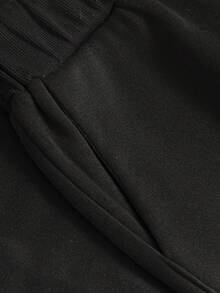 SHEIN EZwear Màu thuần Eo đàn hồi & Cuffed Hem Quần Chạy bộ - màu đen - Xem 8