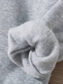 Young Boy Dinosaur Print Thermal Lined Sweatshirt - Grey - View 3