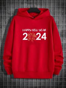Manfinity RebelGame Oversized Men's Hooded Sweatshirt With Slogan Print - Red - View 3
