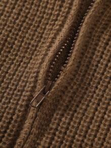 Manfinity Homme Hombres Cárdigan con cremallera tejido de canalé - Café integral - View 6