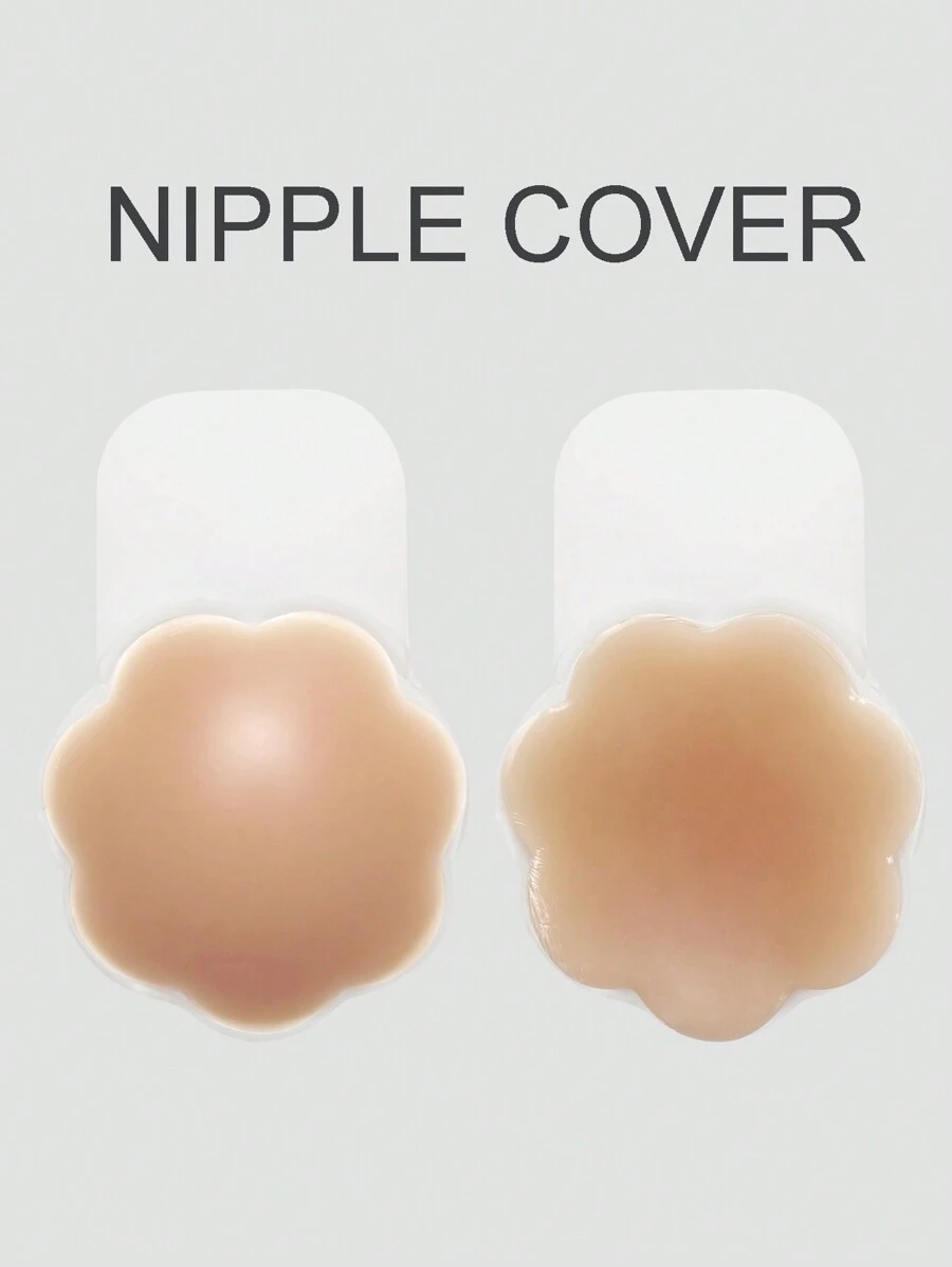 1pair Flower Shaped Silicone Nipple Covers - Dusty Pink - View 1