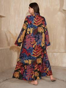 Al Najma Đầm sơ mi in hình cây cỡ lớn cho nữ Maxi Outfit - Nhiều màu - Xem 2