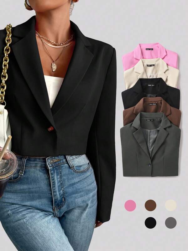 SHEIN BIZwear Blazer cu un singur buton cu decolteu cu rever