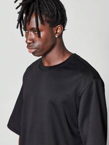 SUMWON 宽松半袖重磅 T 恤 - 黑色 - 查看 4