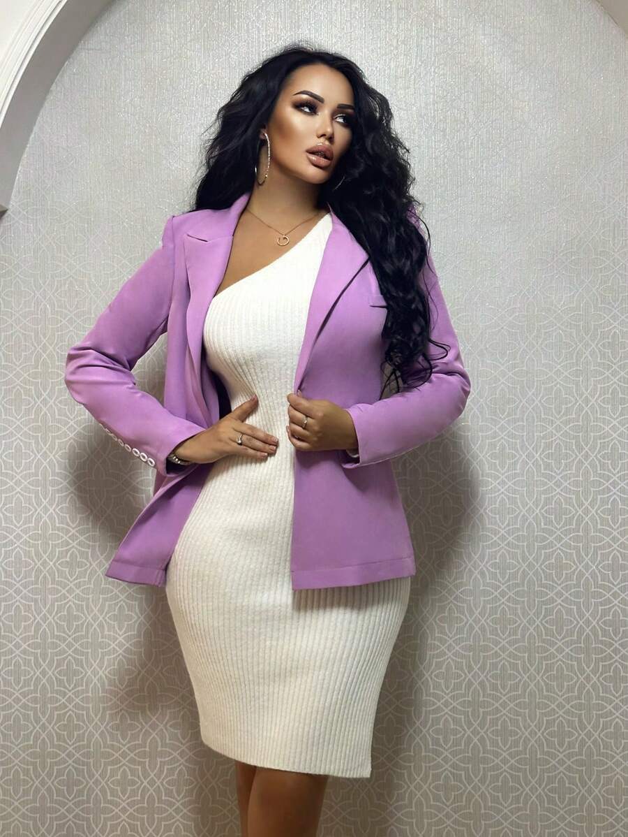 Zolique 純色西裝外套 - 紫色 - 查看 1