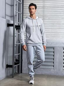 Gym Rark Áo nỉ thể thao nam có mũ trùm đầu với thiết kế in chữ, áo nỉ nam - Màu Xám nhạt - Xem 3