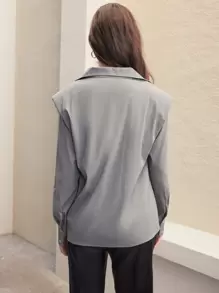 Anewsta 女士長袖襯衫 - 淺灰色 - 查看 2