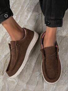 男士便鞋滑步休閒帆布鞋,時尚、舒適、透氣、輕盈 - 棕色 - 查看 1