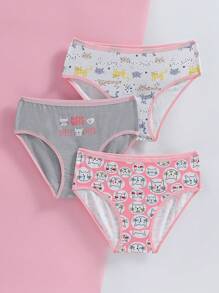 Tween Girl Cat Printed Triangle Panties - Multicolor - View 1