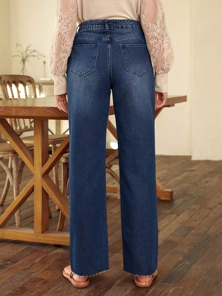Floral & Geometric Embroidery Jeans For Women