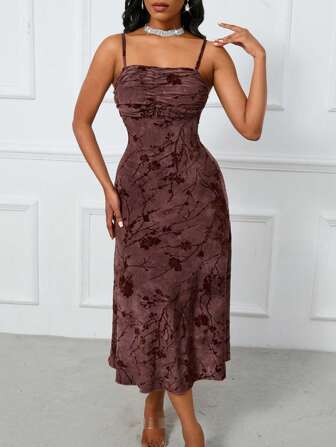 Zolique 毛絨提花細肩帶連身裙