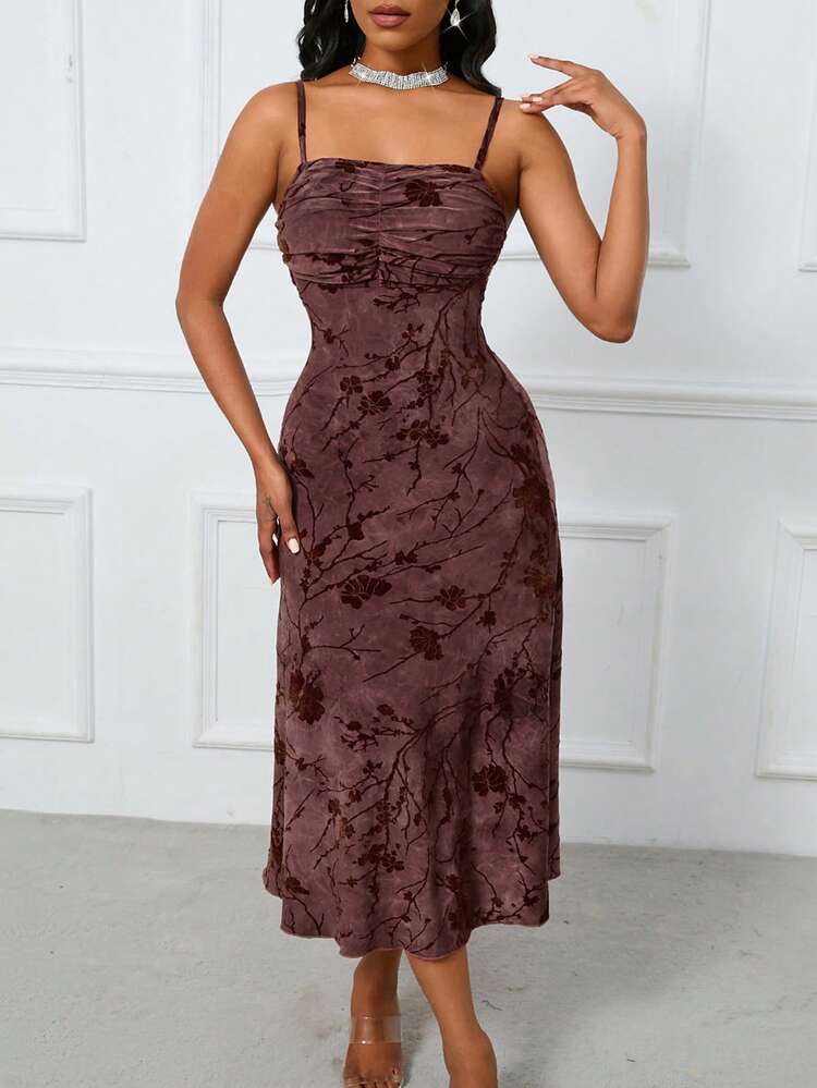 Plush Jacquard Spaghetti Straps Dress