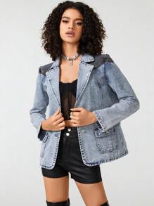 Icel New York Áo khoác denim thường ngày Color Block của nhà thiết kế, ngày lễ, lễ Tạ ơn - Nhiều màu - Xem 1