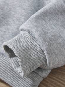 Young Boy Dinosaur Print Thermal Lined Sweatshirt - Grey - View 5