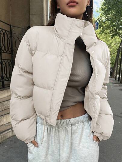 DAZY 纯色短款立领棉服外套，冬季女装，棉服女式夹克