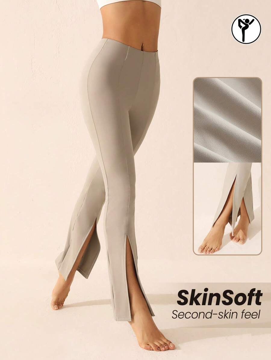 Lifespree Pantalones Deportivos Casuales Streetwear Con División En El Dobladillo Y Sensación Desnuda - Albaricoque - Ver 1