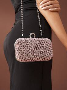 SHEIN Belle 奢華、優雅、精美、迷你粉色鑲嵌晚宴手拿包,適用於婚禮、舞會、新娘派對、派對、蜜月、新娘、婚禮客人和伴娘 - 粉色 - 查看 5