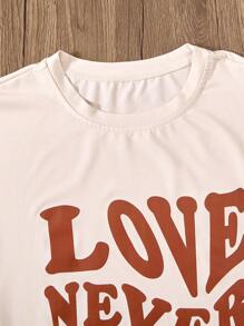 SHEIN 青少年女孩標語圖案T恤