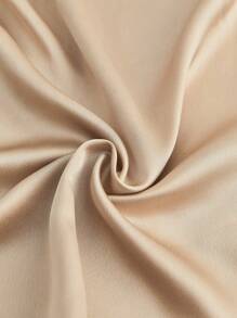 BizChic 女士纯色圆领泡泡袖缎面短袖褶皱衬衫，优雅办公室衬衫，商务休闲上衣，正式女士衬衫