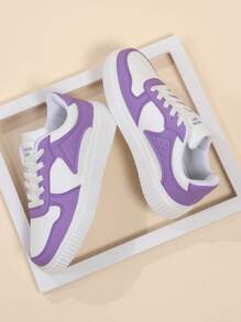 Giày thể thao thông thường có dây buộc dành cho nữ, Giày thể thao, Giày trượt băng, Nhẹ, Phong cách đường phố, Giày bệt thời trang đơn giản - Màu tím hoa cà - Xem 3