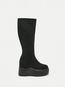 SheIn ICON Fashionable Women's Flatform Over-the-knee Boots