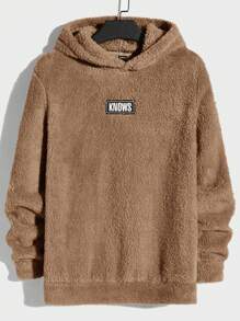 Manfinity VCAY Men's Fleece Hoodie With Letter Patched - Coffee Brown - View 1