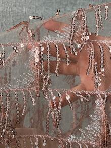 Slaydiva Plus Size Women's Fringed Back Crossed Bodycon Dress - Apricot - View 7