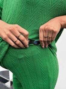 SHEIN Maternity Drop Shoulder T-shirt And Basic Shorts Set - Green - View 5