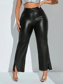 SHEIN SXY Pantalon grande taille couleur unie avec ourlet fendu