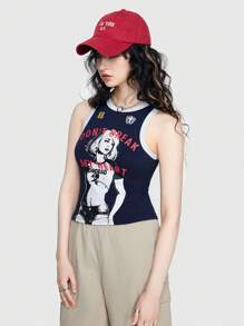 ROMWE Street Life Top Sin Mangas Para Mujer Con Estampado De Personajes O Letras