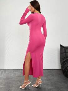 SHEIN Vrouwen Effen kleur Hoge gleuf Wikkeljurk