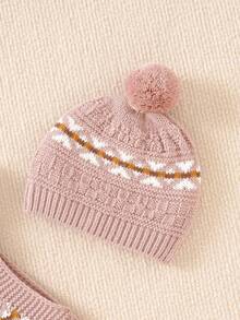 Knitted Cute Baby Romper - Pink - View 3