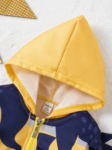 Baby Boys' Dinosaur Printed Hooded Outfit For Autumn And Winter - Multicolor - View 7