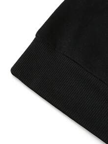 SHEIN EZwear Character Printed Round Neck Sweatshirt And Sweatpants Set - Black - View 5