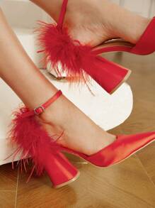 Women's High-Heeled Shoes - Red - View 10