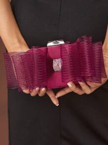 SHEIN Belle 豪華,迷人,優雅,粉色手拿包,適用於婚禮,舞會,新娘派對,酒會,蜜月,適用於新娘,婚禮賓客和伴娘 - 酒紅色 - 查看 1