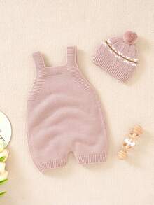Knitted Cute Baby Romper - Pink - View 2