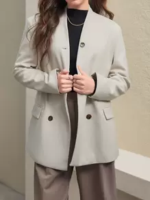 Anewsta Women's Long Sleeve Belted Blazer Fall Cloth For Women - Apricot - View 5