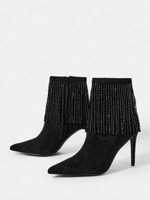 SheIn Belle Rhinestone Decor Stiletto Heeled Boots
