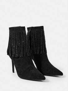 SheIn Belle Rhinestone Decor Stiletto Heeled Boots