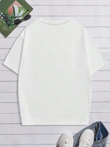 Manfinity 男士骷髏印花圓領t恤 - 白色 - 查看 2