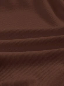 SHEIN EZwear 女士單色無肩帶上衣 - 棕色 - 查看 4