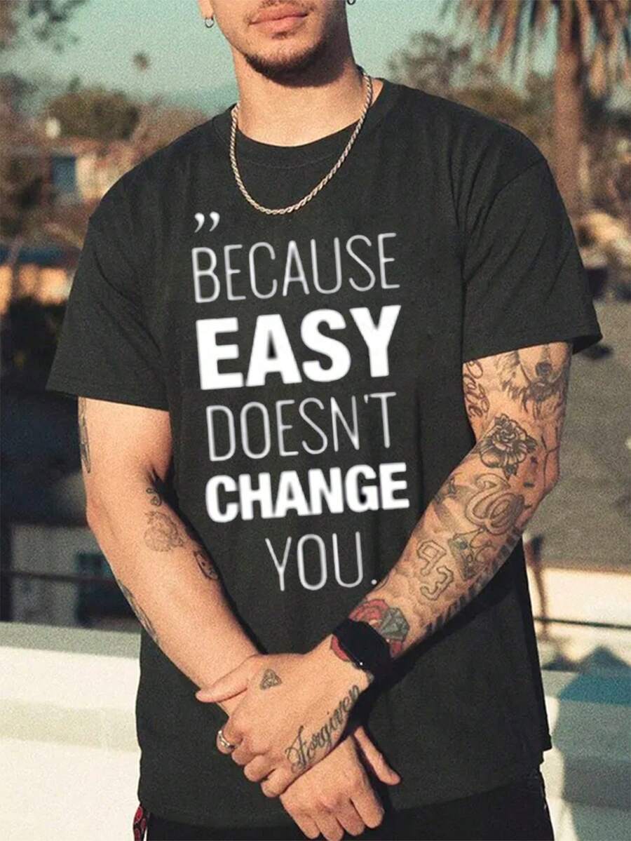 Manfinity LEGND 男款大尺碼標語印花 T 卹 - 黑色 - 查看 1