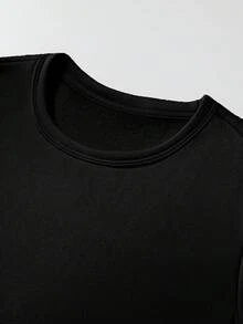 SHEIN EZwear Của phụ nữ Slogan In Hình con hổ Lông cừu Áo nỉ - màu đen - Xem 5