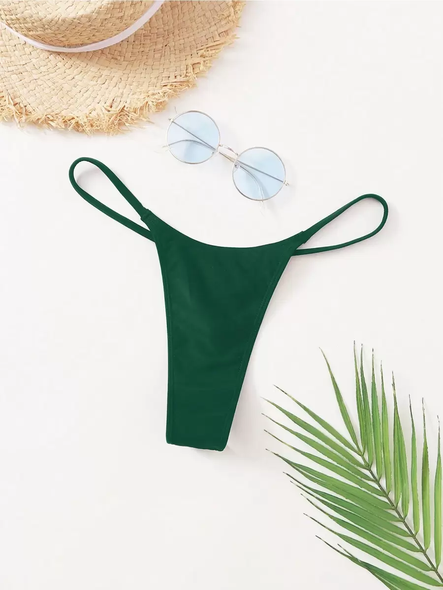 Swim Basics Đồ bơi liền thân màu trơn bãi biển mùa hè - Màu xanh lá cây đậm - Xem 1